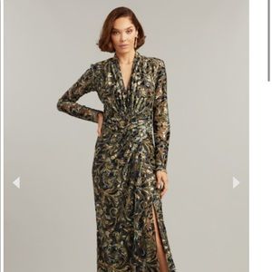 Long sleeve  bronze velvet gown